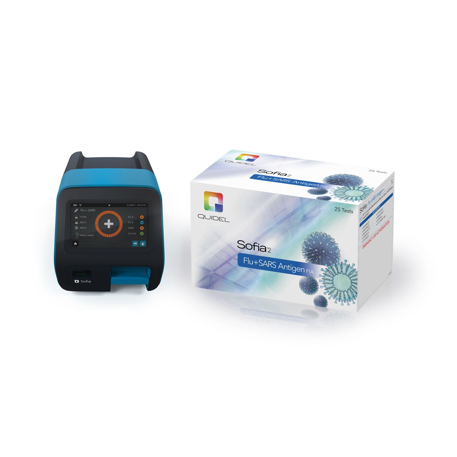 Sofia 2 Flu + SARS Antigen FIA Lease Starter Kit, Includes: (1) Leased Sofia 2 Analyzer, (1) Install Pack and (1) Sofia Flu + SARS Nasal Swab Kit, 25 tests/kit (DROP SHIP ONLY) (Continental US Only - including Alaska & Hawaii) (Item is Non-Returnable)