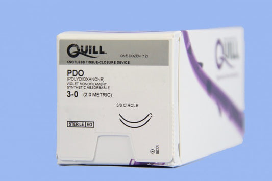 PDO Suture, Diamond Point, Size 3-0, 7cm x 7cm, 12mm, 3/8 Circle, 12/bx