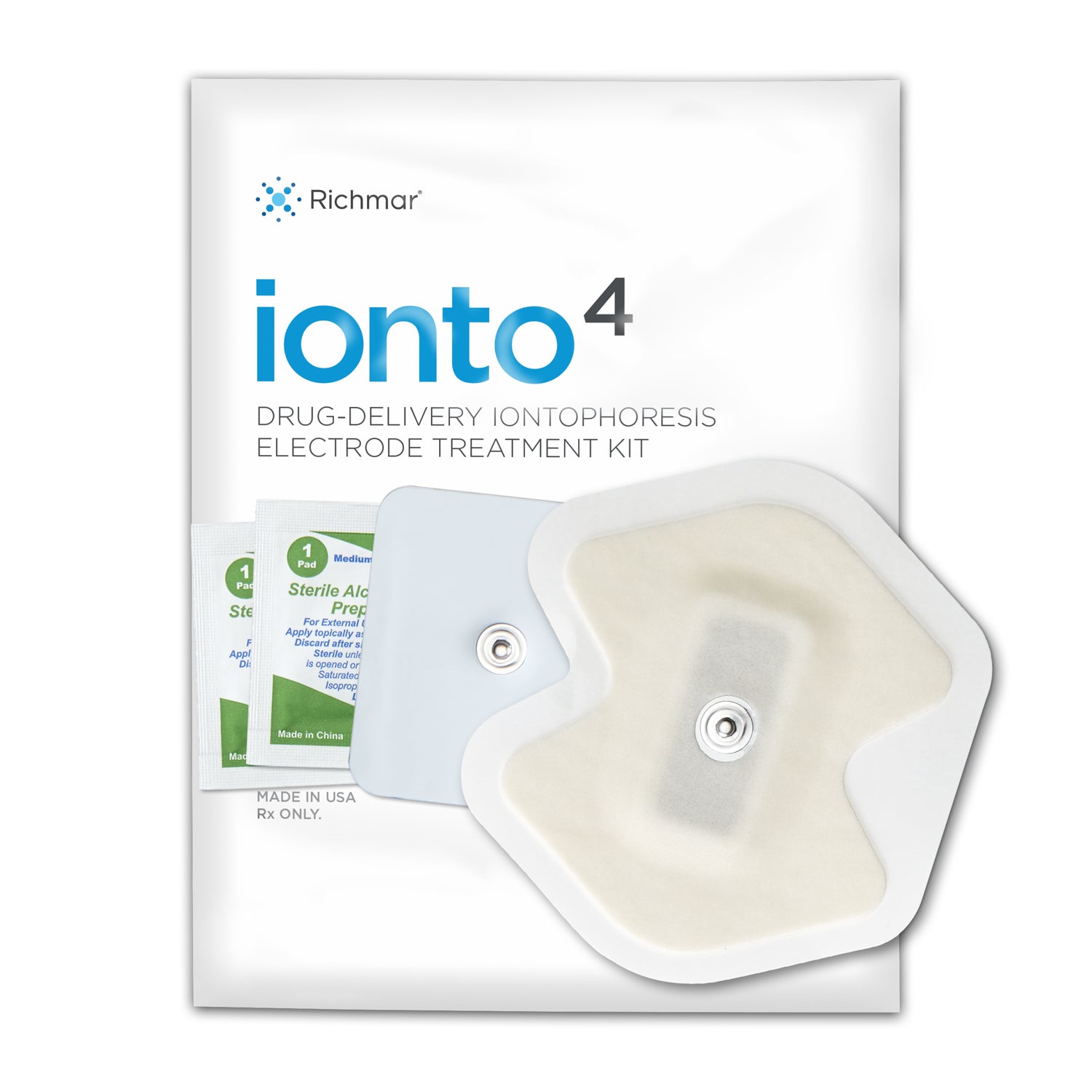 Ionto4 Butterfly Electrode Kit, 2.0cc, 4ma Iontophoresis Electrode, Buffered Return Electrode, (2) Alcohol Prep Pads, 12kt/bg, 1bg/cs (US Only) (To Be DISCONTINUED)