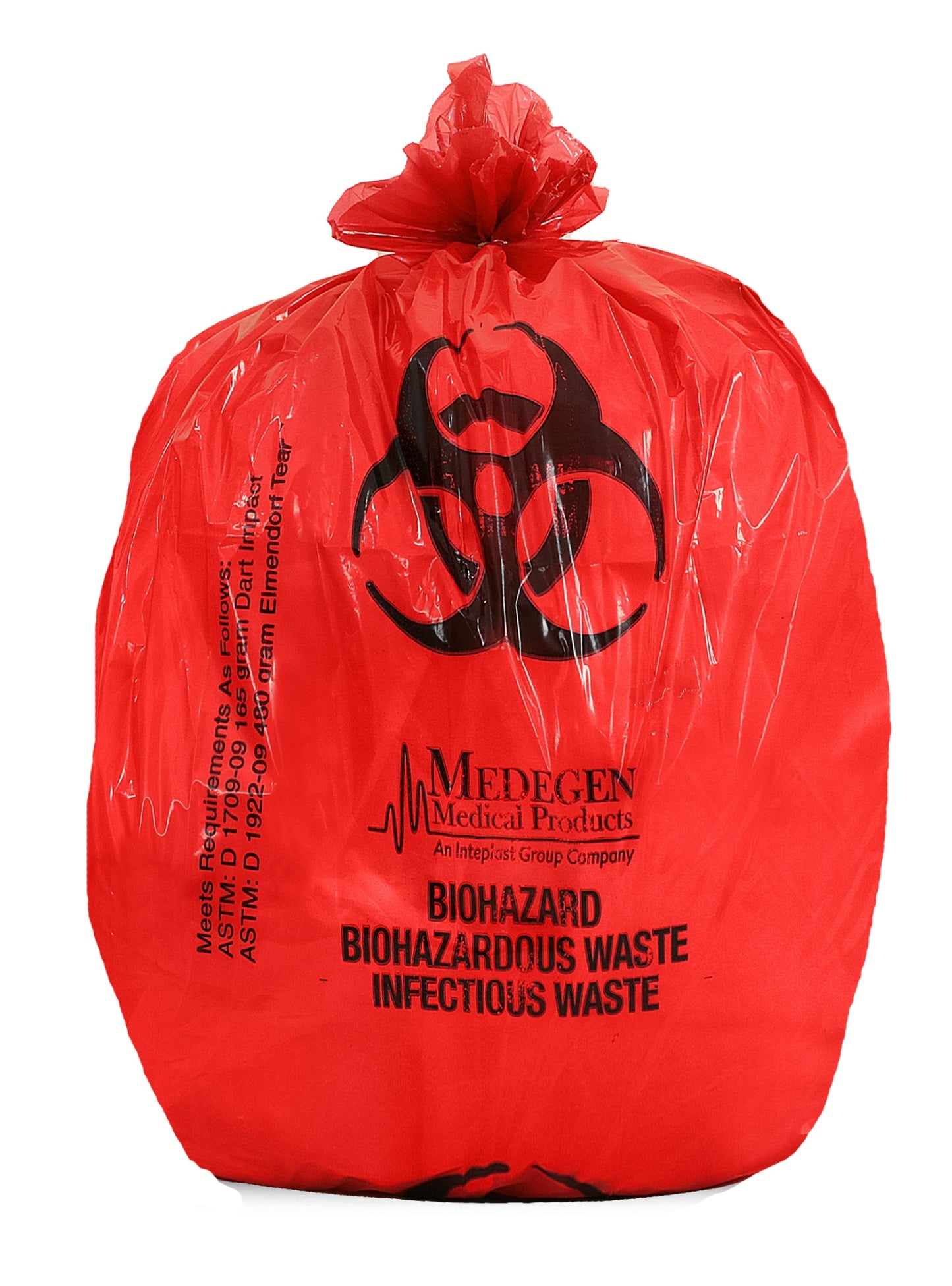 Hamper Bags, 14_" x 19", 1.25 mil, Red, "Biohazardous Waste", 20/rl, 10 rl/cs