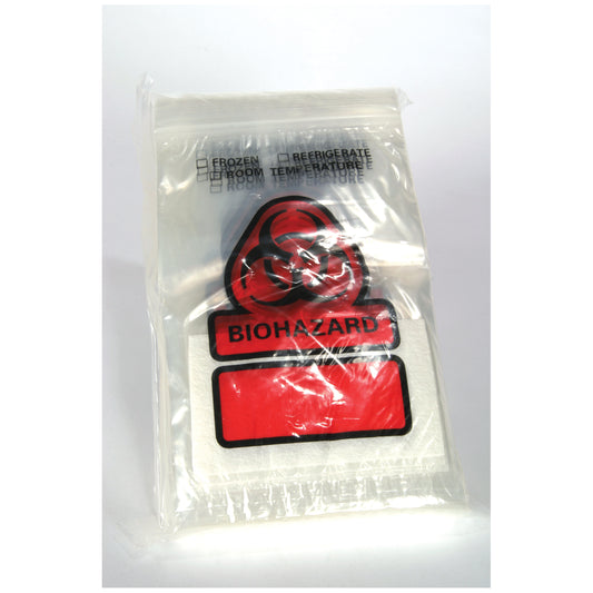 Biohazard Bag, 6" x 9", Closure Flap, 3" x 5" Absorbent Insert Pad, 500/cs (DROP SHIP ONLY)