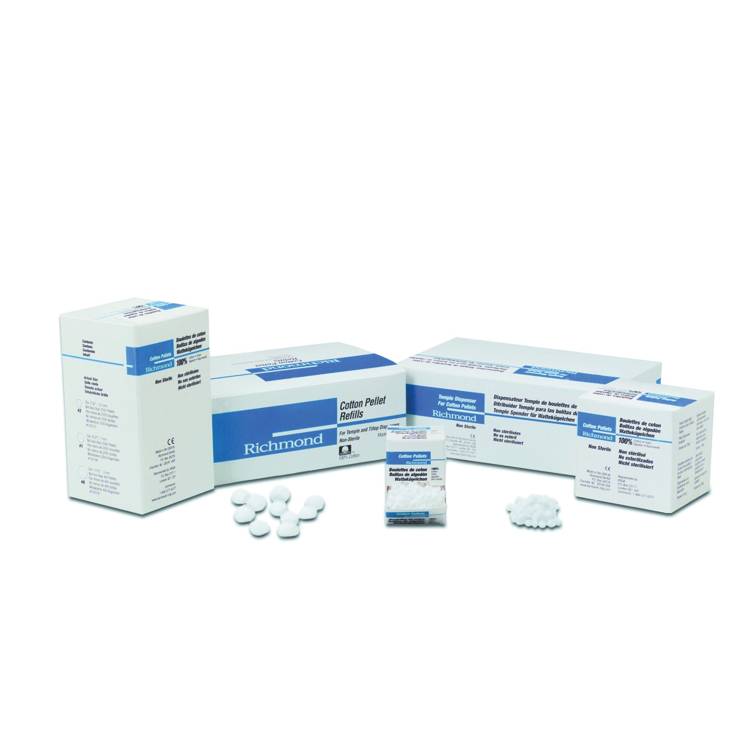 Cotton Pellet Refill, Size 1, 9/32" Dia, 12/bx