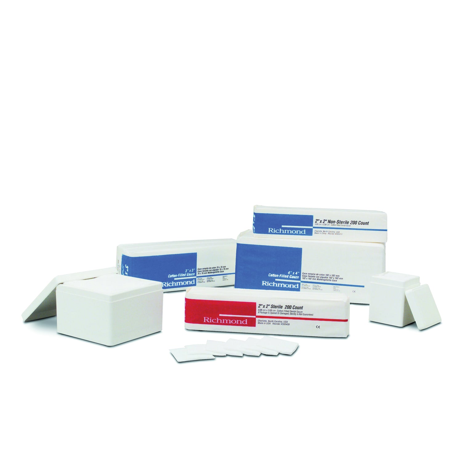 Cotton Filled Sponge, 4" x 4", 4-Ply, Non-Sterile, 200/slv, 10 slv/cs