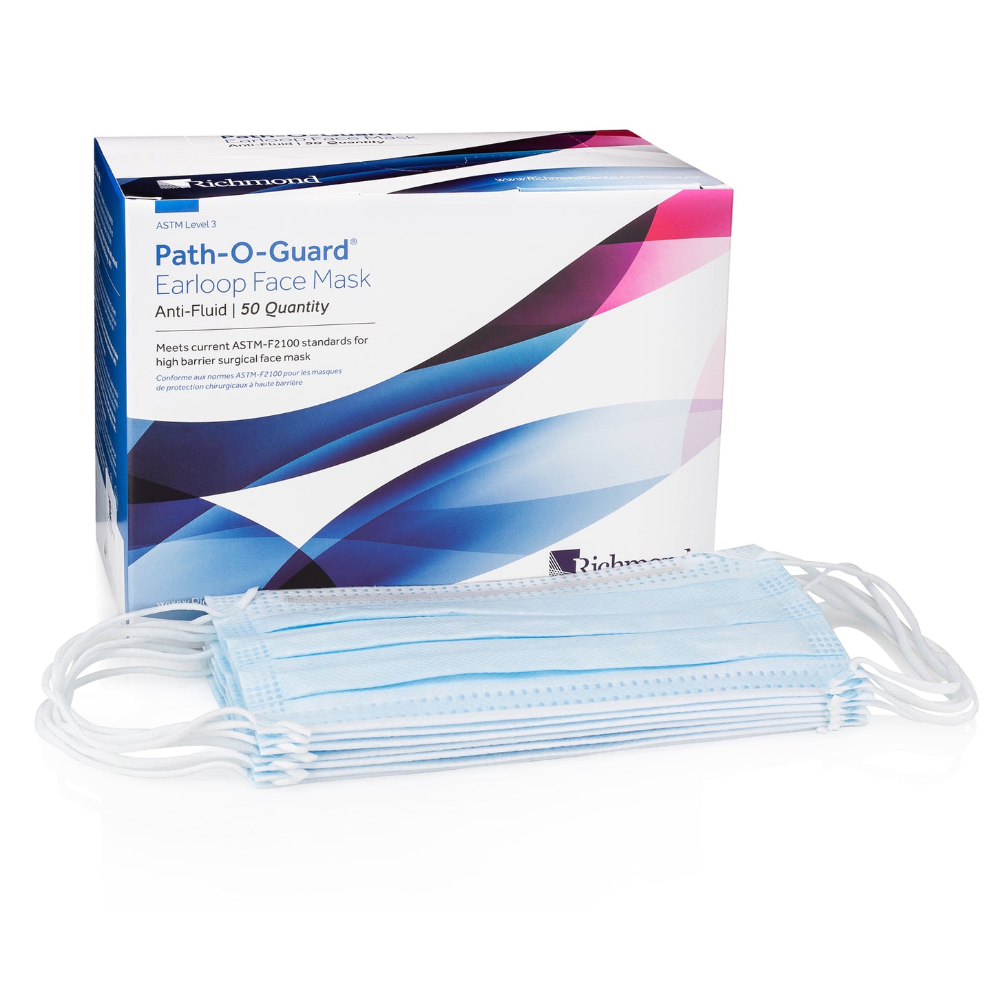 Level III Anti-Fluid Earloop Face Mask, Blue, 50/bx, 6 bx/cs   