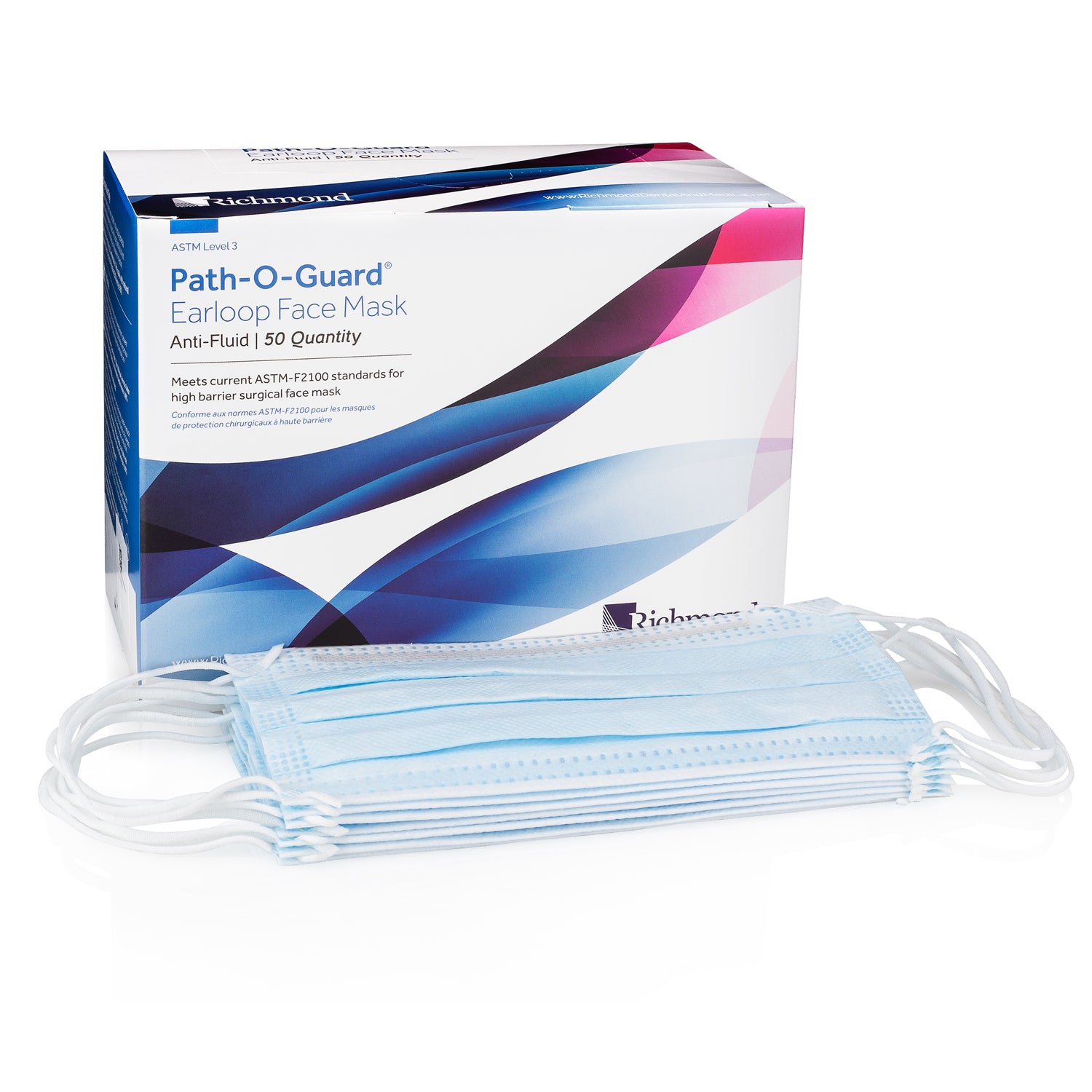 Level III Anti-Fluid Earloop Face Mask, Blue, 50/bx, 6 bx/cs   