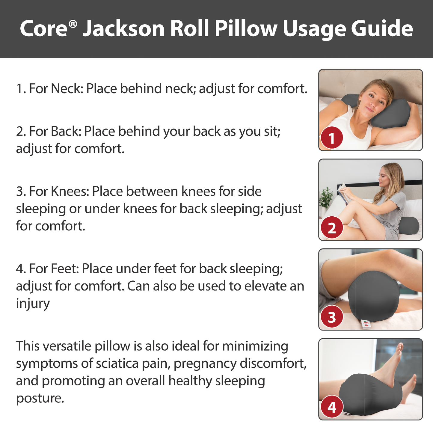 Jackson Roll Pillow, 17 x 7 (43cm x 18cm) (080174) 