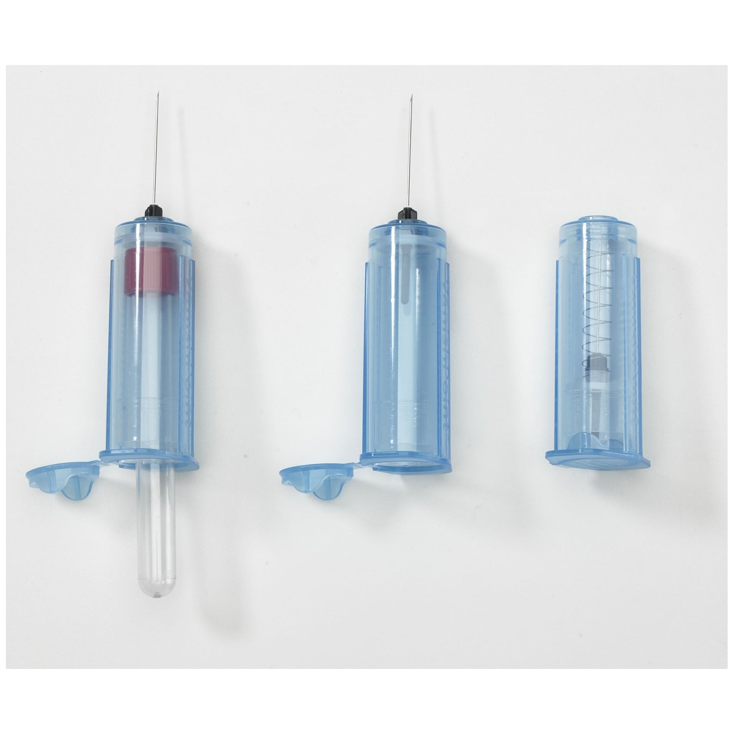 Blood Collection Tube Holder, Clear Blue, Plastic, End Cap, Single-Use, 10/slv, 25 slv/cs