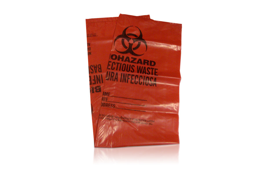 Red Biohazard Bag, 24" x 24", 1.25mil, 8-10 gal, 500/cs