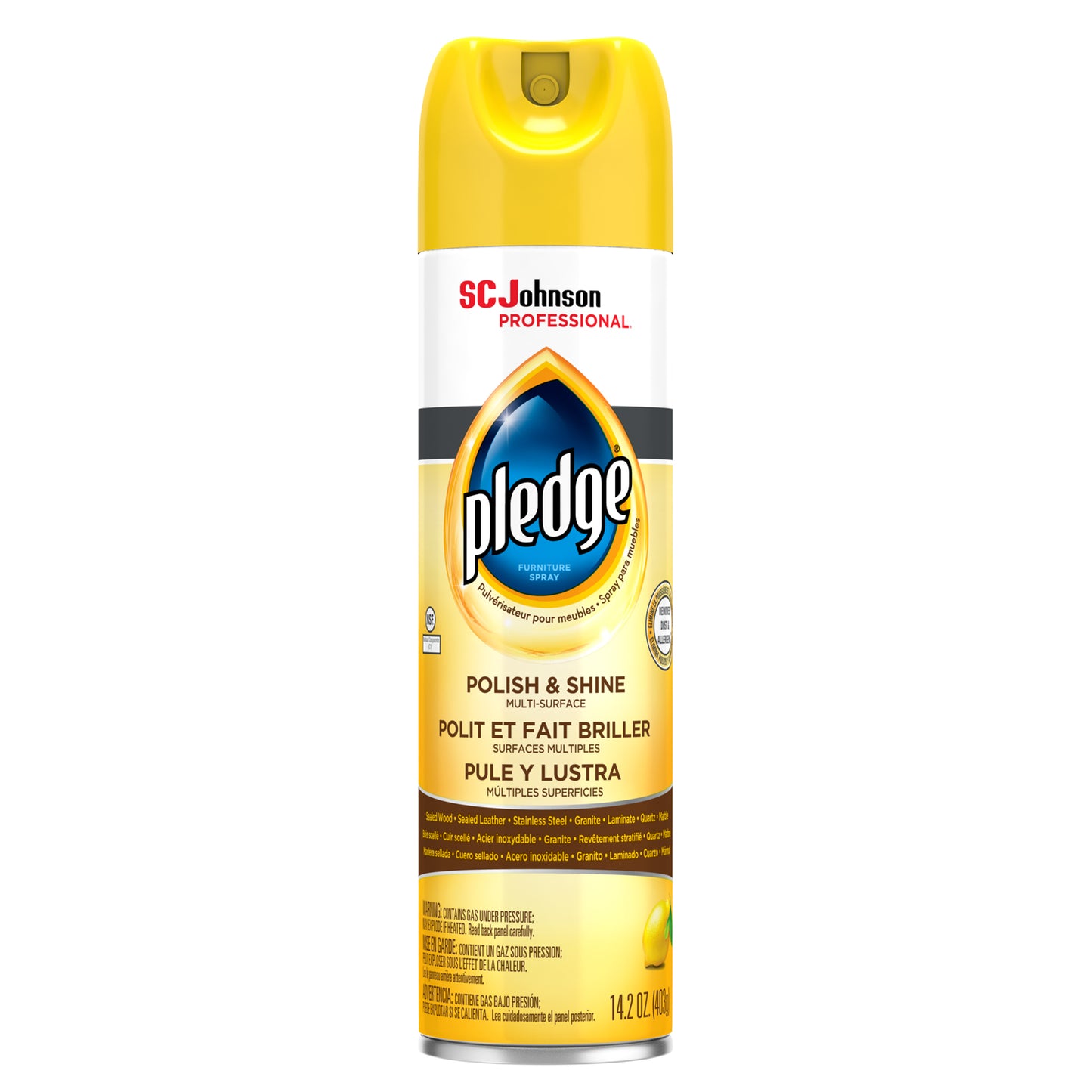 Pledge Furniture Polish, Aerosol, Lemon, 14.2oz 6/cs
