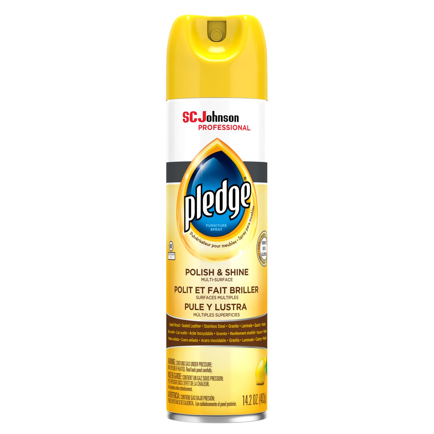Pledge Furniture Polish, Aerosol, Lemon, 14.2oz 6/cs