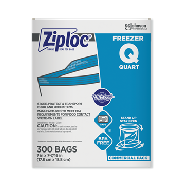 Ziploc Brand Freezer Bags, 1qt, 300/pk