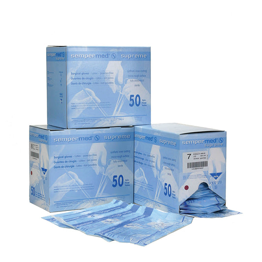 Surgical Glove, Latex, Powder Free (PF), Size 7_, Sterile, Beaded Cuff, Micro-Rough Surface, Hand Specific, 50 pr/bx, 6 bx/cs (24 cs/plt)