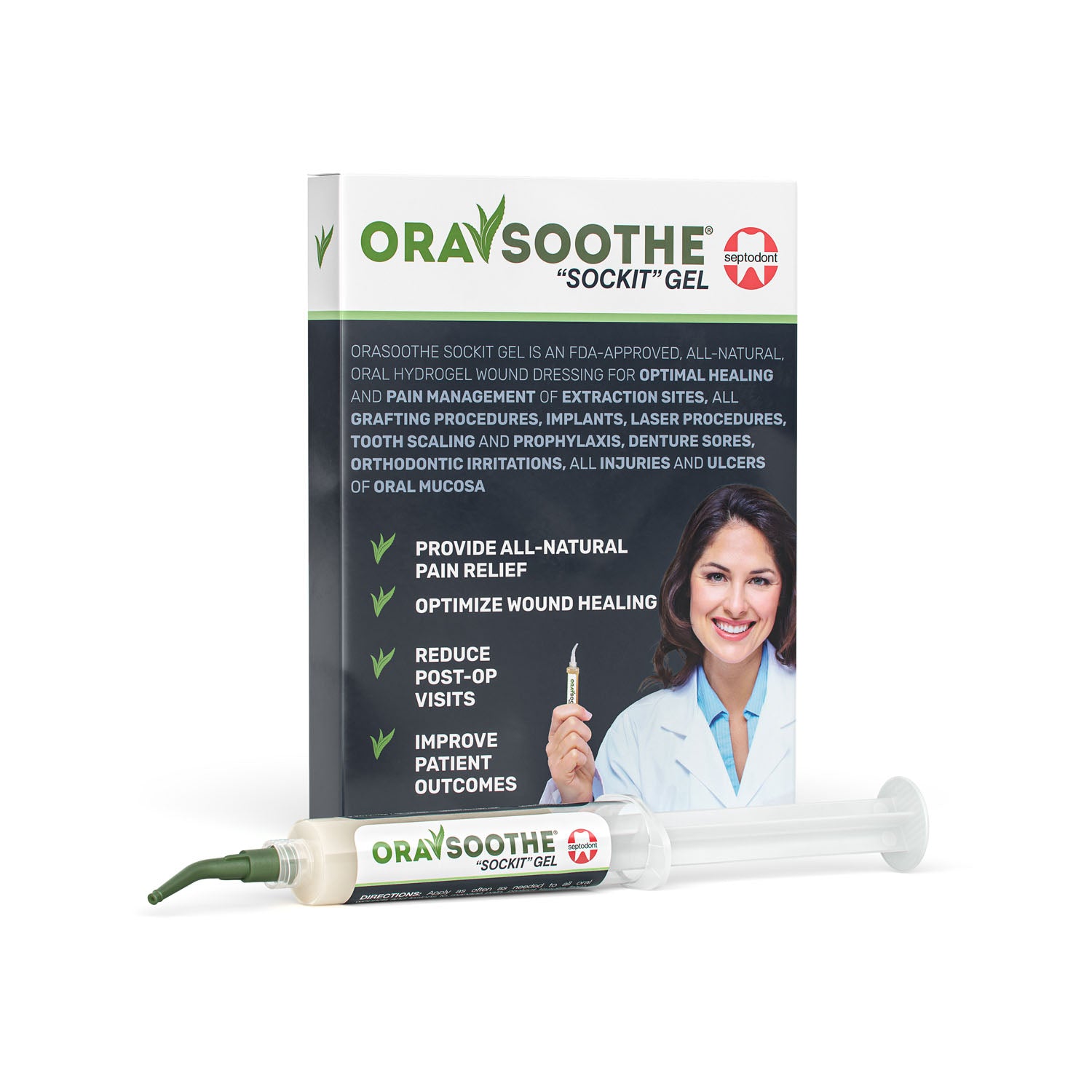OraSoothe SockIt! Gel, 10g Syringe, 5 Patient Instructions, 1 Doctor Instruction, 5 syringes/pk  (For Sale in US Only)