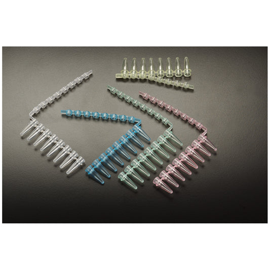 Thin Wall Reaction Strip, Attached Cap Strip, Blue, 125/cs