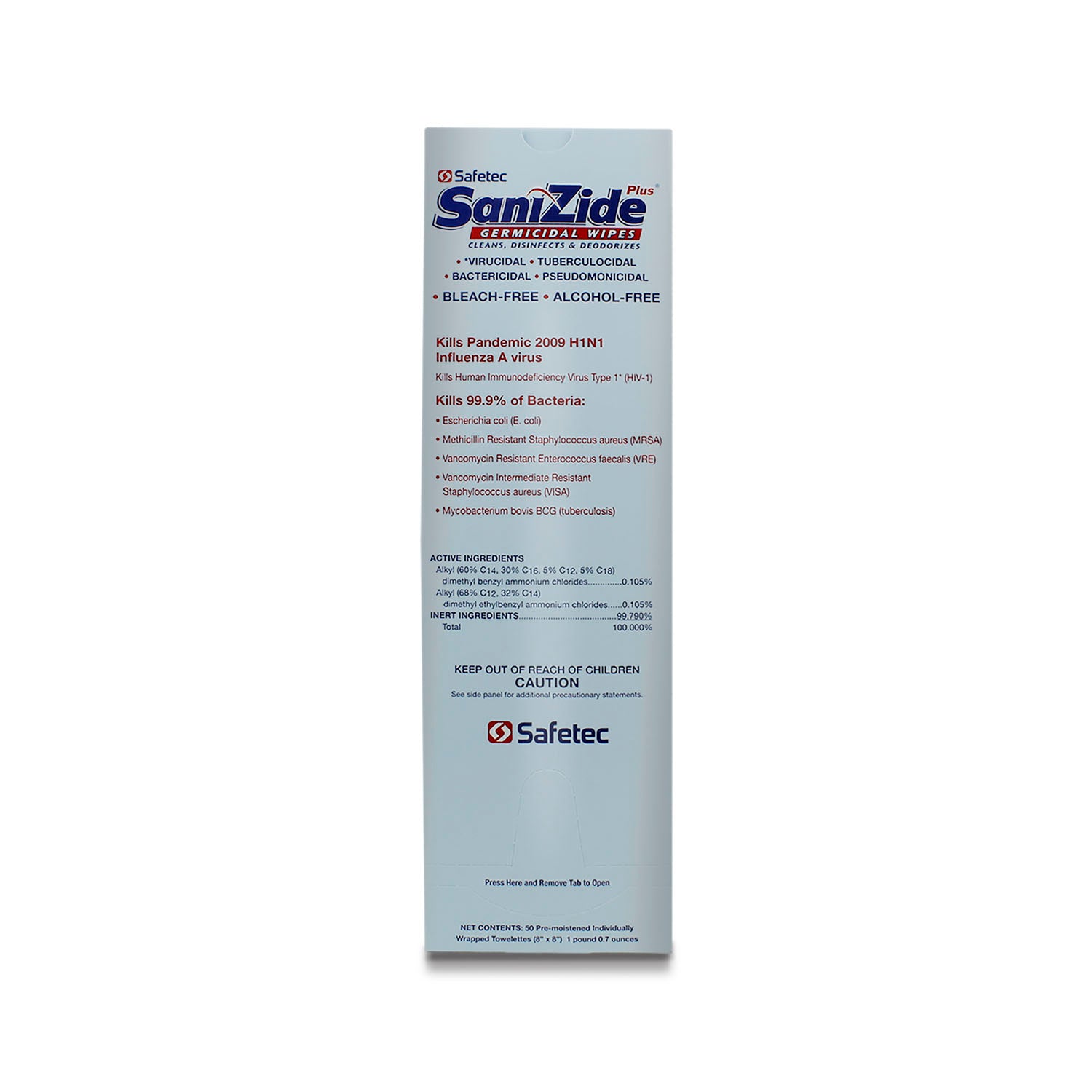 SaniZide Plus, Wipes, 50/bx, 6 bx/cs (Not Available for Sale into Canada)