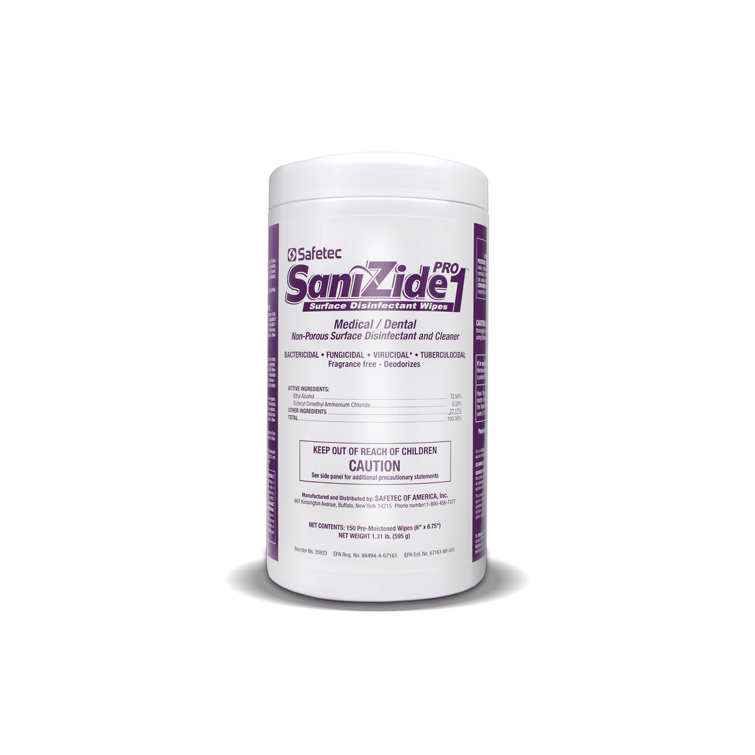 SaniZide Pro 1, Wipes, 150/bx, 12 bx/cs (Item is considered HAZMAT and cannot ship via Air or to AK, GU, HI, MP, PR, VI) (Not Available for Sale into Canada)