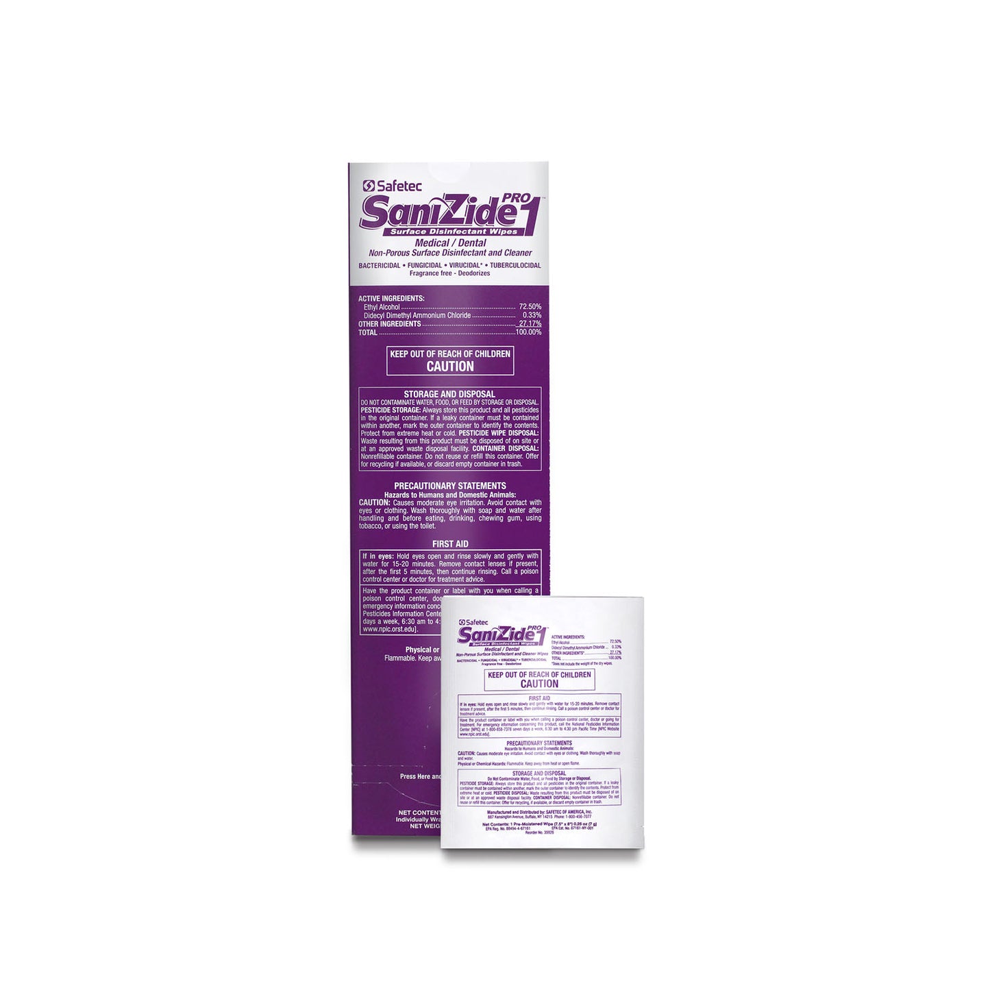 SaniZide Pro 1, Wipes, 50/bx, 6 bx/cs (Item is considered HAZMAT and cannot ship via Air or to AK, GU, HI, MP, PR, VI) (Not Available for Sale into Canada)