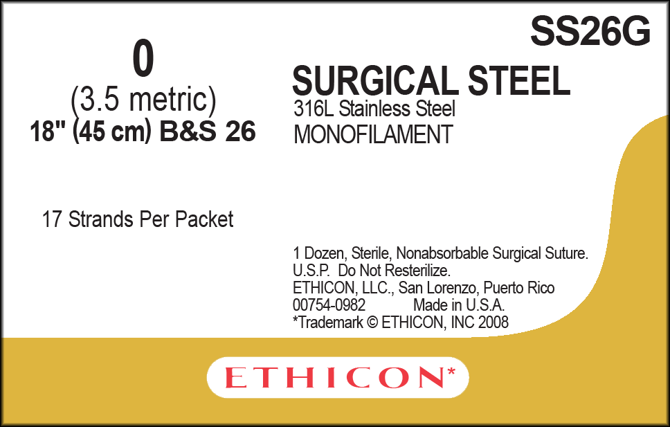 Suture, Sutupak Pre-Cut, Size 0, 17-18", Monofilatment B&S26, 1 dz/bx (Continental US Only)