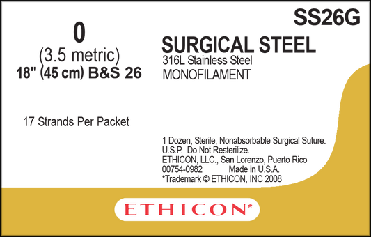 Suture, Sutupak Pre-Cut, Size 0, 17-18", Monofilatment B&S26, 1 dz/bx (Continental US Only)
