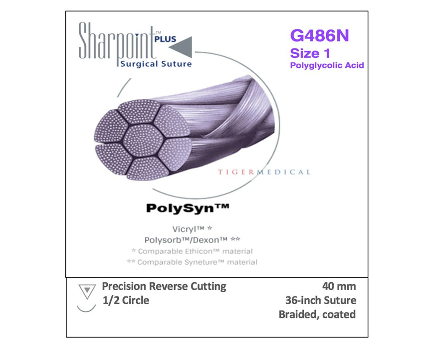 Polyglycolic Acid Suture, Braided, Precision Reverse Cutting, Size 5-0, 18"/45cm, 16mm, 1/2 Circle, 12/bx