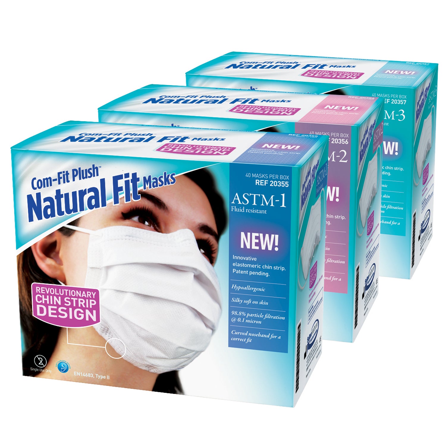Com-Fit Plush Natural Fit Masks, ASTM 2, White, 40/bx, 1 bx/ea