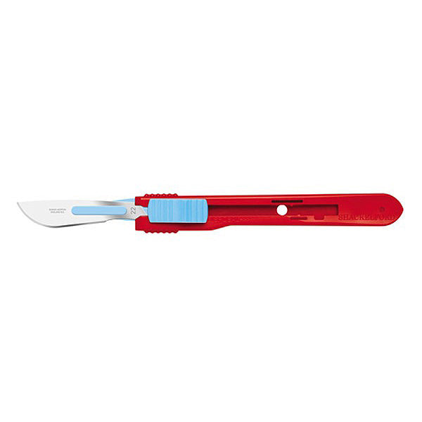 Safety Scalpels, Swann Morton, Stainless Steel, Red Handle, Size 22, Disposable, Non-Sterile, 500/bx (DROP SHIP ONLY)