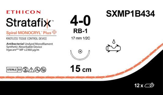 4-0 15cm STRATAFIX Spiral MONOCRYL  Plus Undyed  RB-1, 12/bx (Continental US Only)