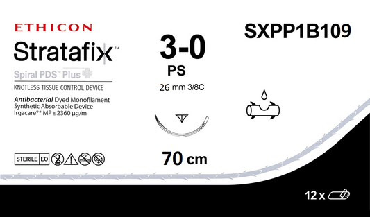 Suture, Spiral, Violet Monofilament, Size 3-0, Needle PS, 70 cm, 12/bx (Continental US Only)