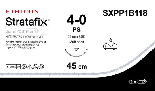 4-0 45cm STRATAFIX Spiral PDS  Plus Violet PS, 12/bx (Continental US Only)
