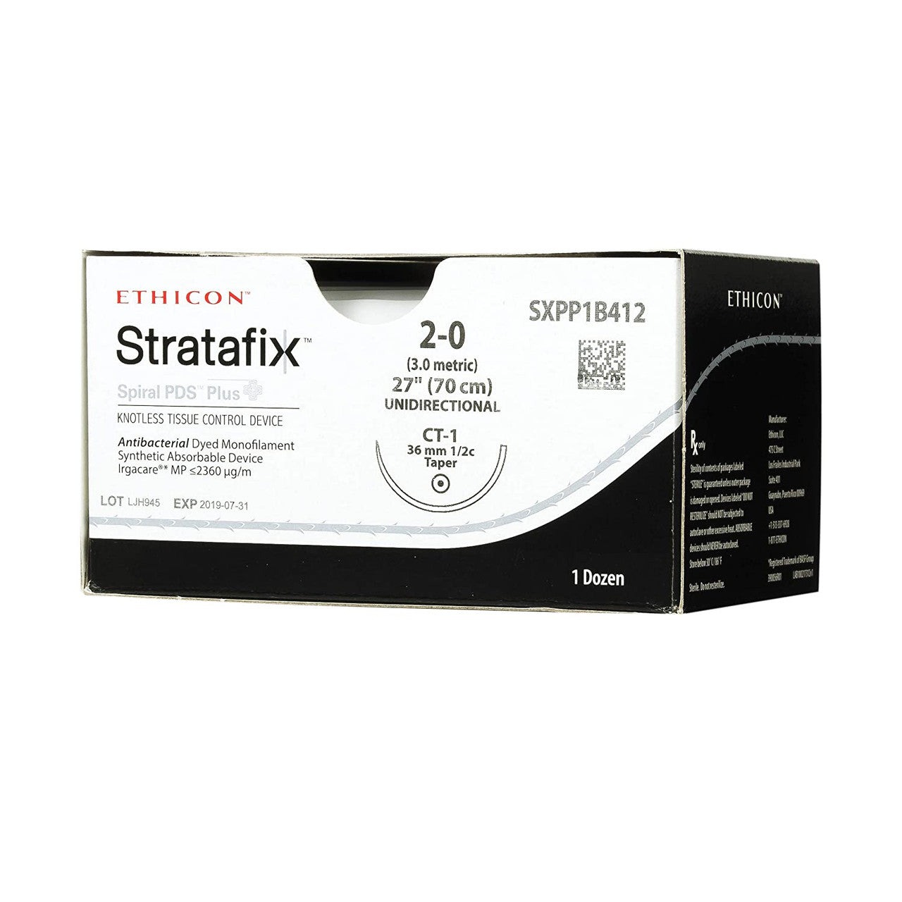 Suture, Spiral, Violet Monofilament, Size 2-0, Needle CT-1, 70 cm, 12/bx (Continental US Only)