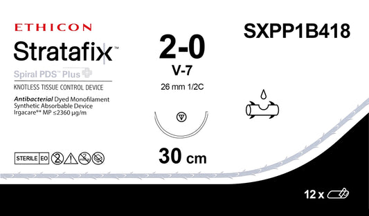 Suture, Spiral, Violet Monofilament, Size 2-0, Needle V-7, 30 cm, 12/bx (Continental US Only)