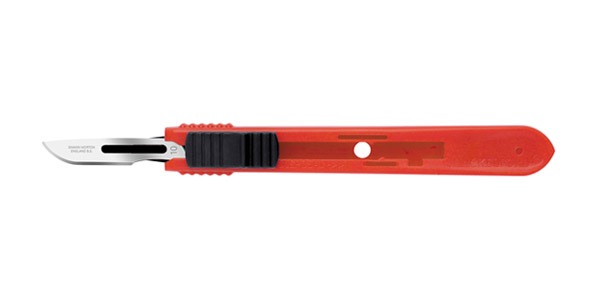 Safety Scalpels, Swann Morton, Stainless Steel, Red Handle, Size 23, Disposable, Sterile, 25/bx (DROP SHIP ONLY)