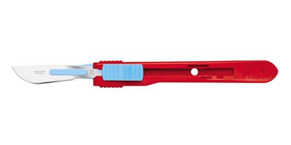 Safety Scalpels, Swann Morton, Stainless Steel, Red Handle, Size 22, Disposable, Sterile, 25/bx (DROP SHIP ONLY)