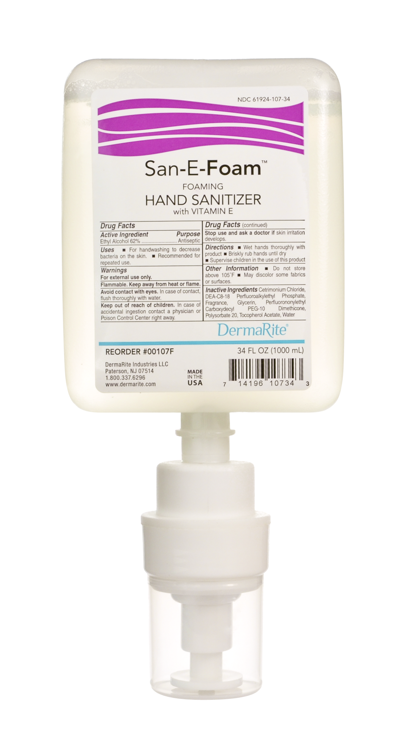 San-E-Foam Sanifoam Foaming Hand Sanitizer, 1000mL, Dispenser, 6/cs (Products cannot be sold on Amazon.com or any other 3rd party site) (US Only)