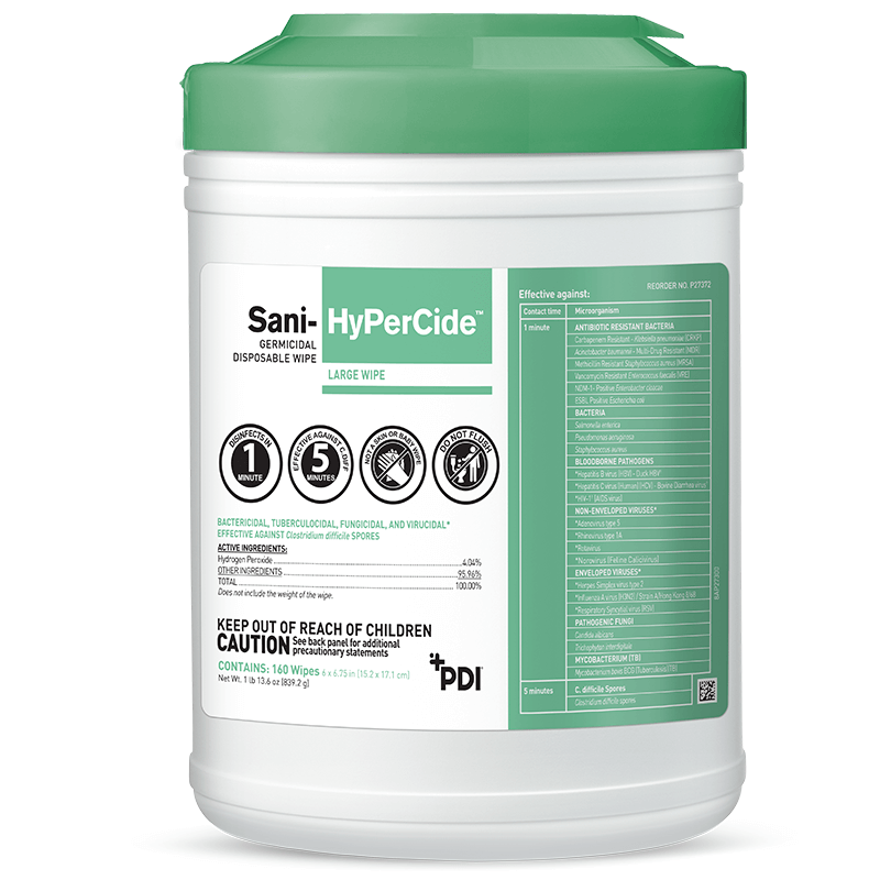 Germicidal Wipe, Large Canister, 6" x 6.75", Disposable, 160 sheet/can, 12 can/cs (US Only) (Products cannot be sold on Amazon.com or any other 3rd party site)
