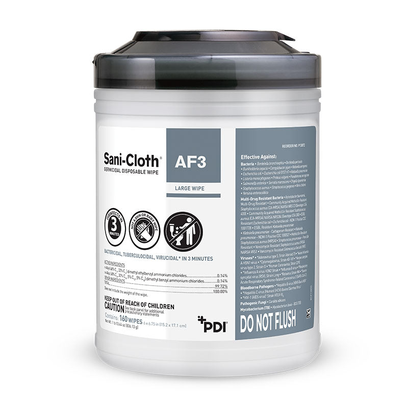 AF3 Germicidal Disposable Wipe, X-Large, 7_" x 15", Alcohol-Free, 75/canister, 6 can/cs (US Only) (Products cannot be sold on Amazon.com or any other 3rd party site)