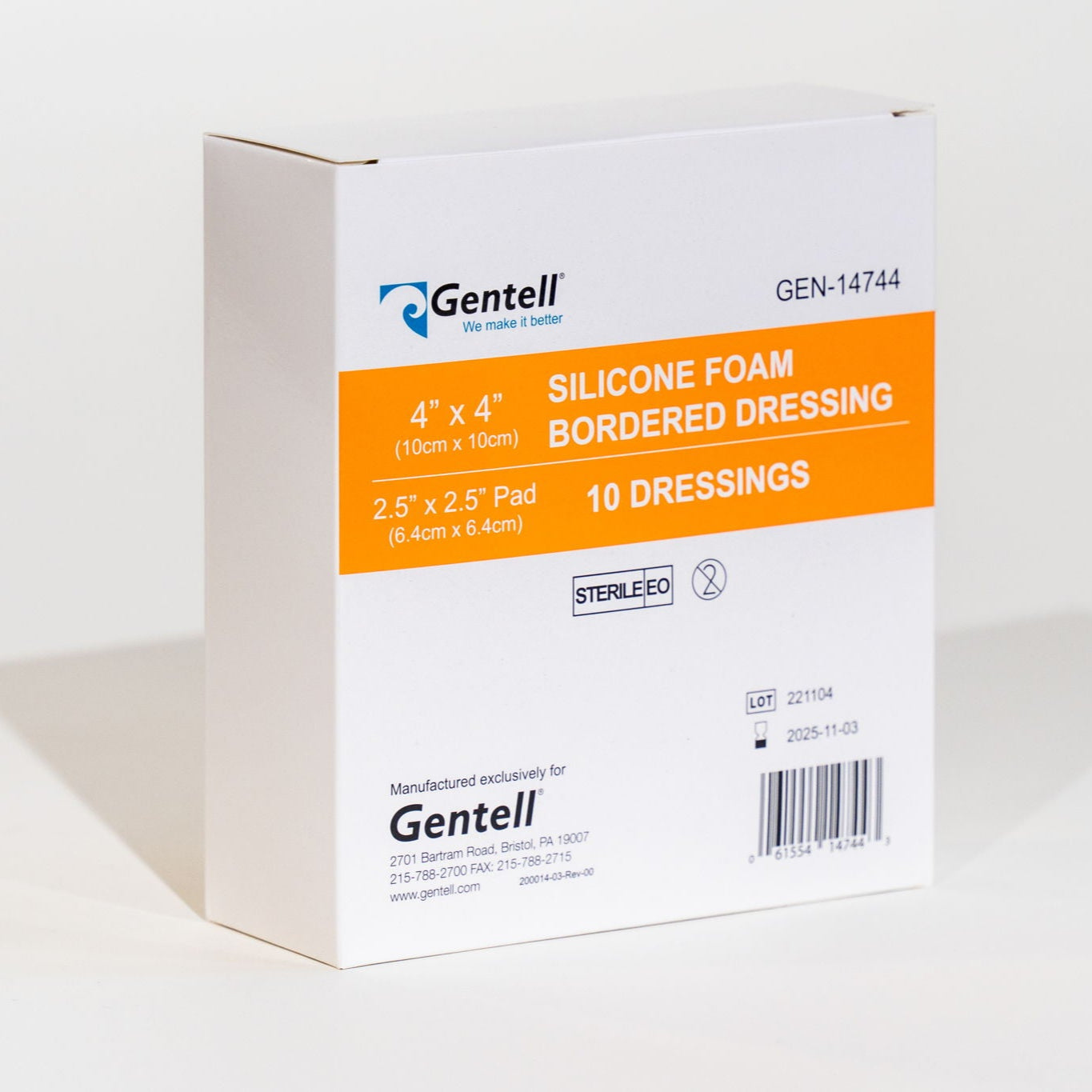 Silicone Foam, 4" x 4", Bordered Dressing, 50/cs