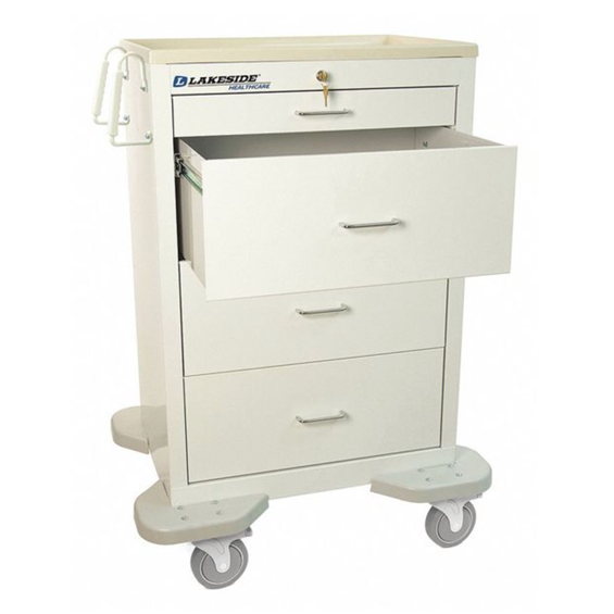 Medical Cart, 4 Drawer, Key Lock, Traffic White (DROP SHIP ONLY)