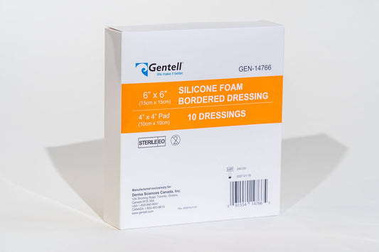 Silicone Foam, 6" x 6", Bordered Dressing, 50/cs