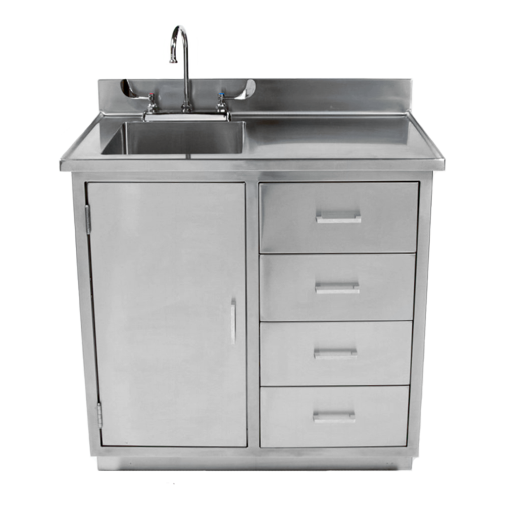 Sink Cabinet, 35"W x 35 3/4"H x 22"D with (2) Louver Panels, 1/4-1/2, 35" Over (2) Hinge, Stainless Steel Door (DROP SHIP ONLY)