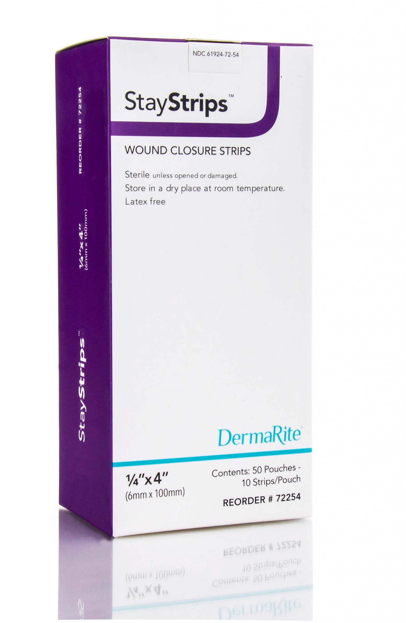 StayStrips Wound Closure Strips, 1/2"x 4", 6 strips/pouch, 50 pouches/bx