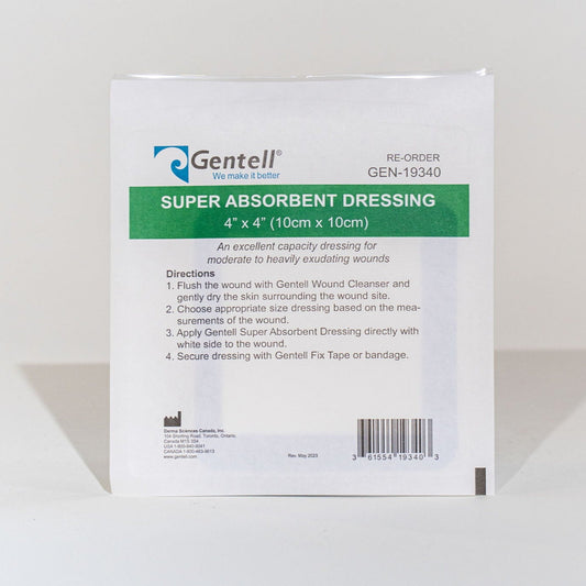 Super Absorbent Dressing, 4" x 4", 50/bx
