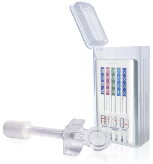 Oral Fluid Drug Test, 9 Panel, AMP50, BAR20, COC20, MDMA50, MET50, MTD30, OPI40, OXY20, PCP10, 25/bx (Intended for Employment and Insurance Testing ONLY - NOT FOR CLINICAL USE) (US Only) (Part Number Change Coming Soon - Inventory Limited when Available)