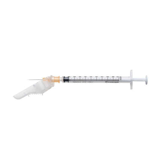Safety Needle with 1cc Syringe, 25G x 5/8", 100/bx, 4 bx/cs (US Only)
