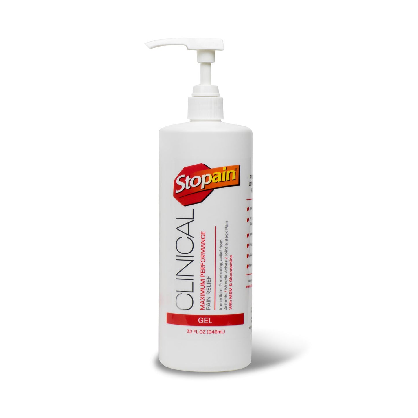 Stopain Clinical Gel, 32 oz. Pump, 12/cs (US SALES ONLY) (For resale to Healthcare Professionals only. Prices should only be viewable when a healthcare professional is logged in to an account on a dealers website.Products cannot be sold to retail stores or online retailers such as Amazon, Walmart,eBay, Alibaba, etc.) (Item is considered HAZMAT and cannot ship via Air or to AK, GU, HI, MP, PR, VI)