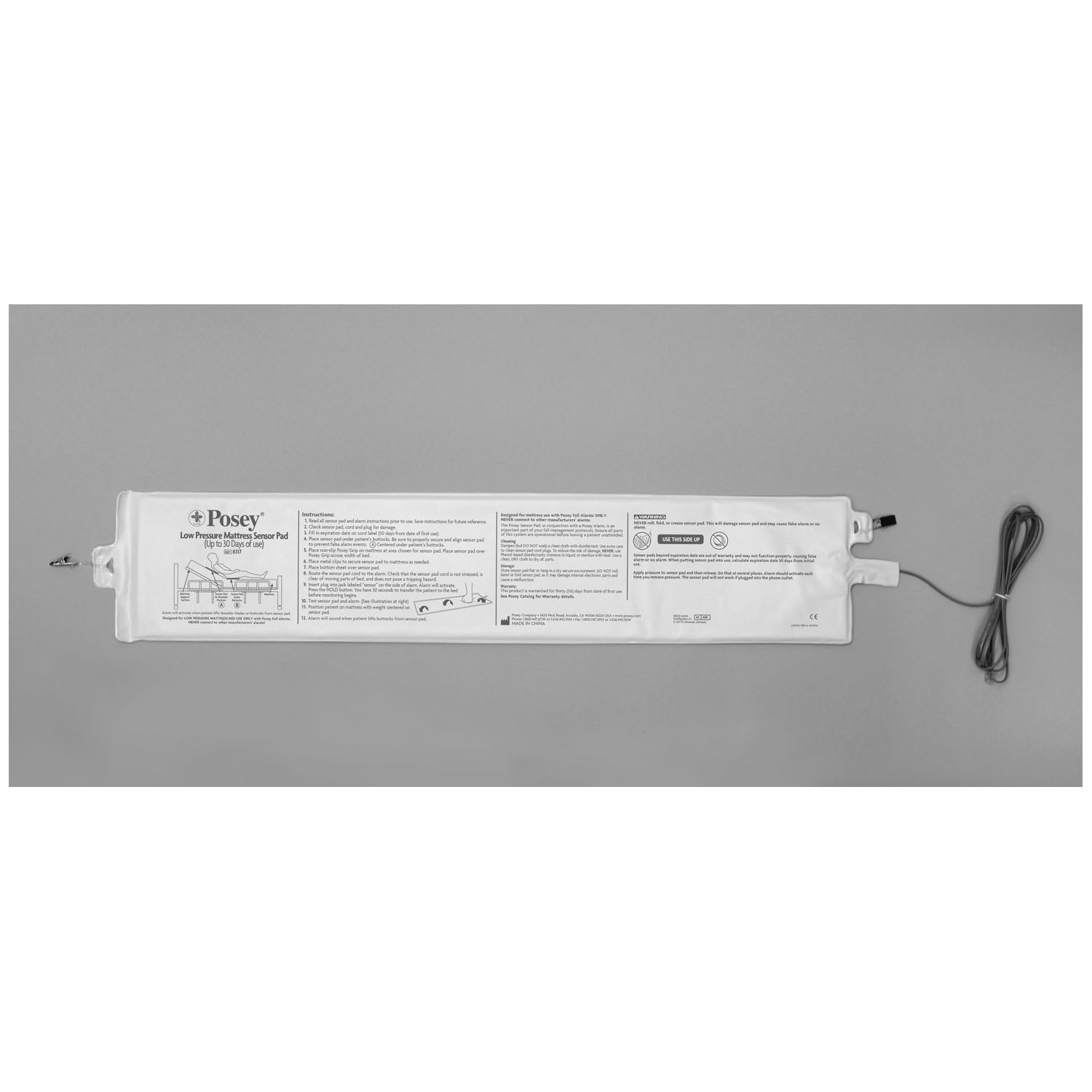 Low Air-Loss Sensor Pad, Single Patient Use, 6 1/2"W x 31 1/2"L, 30-Days, 8ft Cord (Continental US + HI Only)