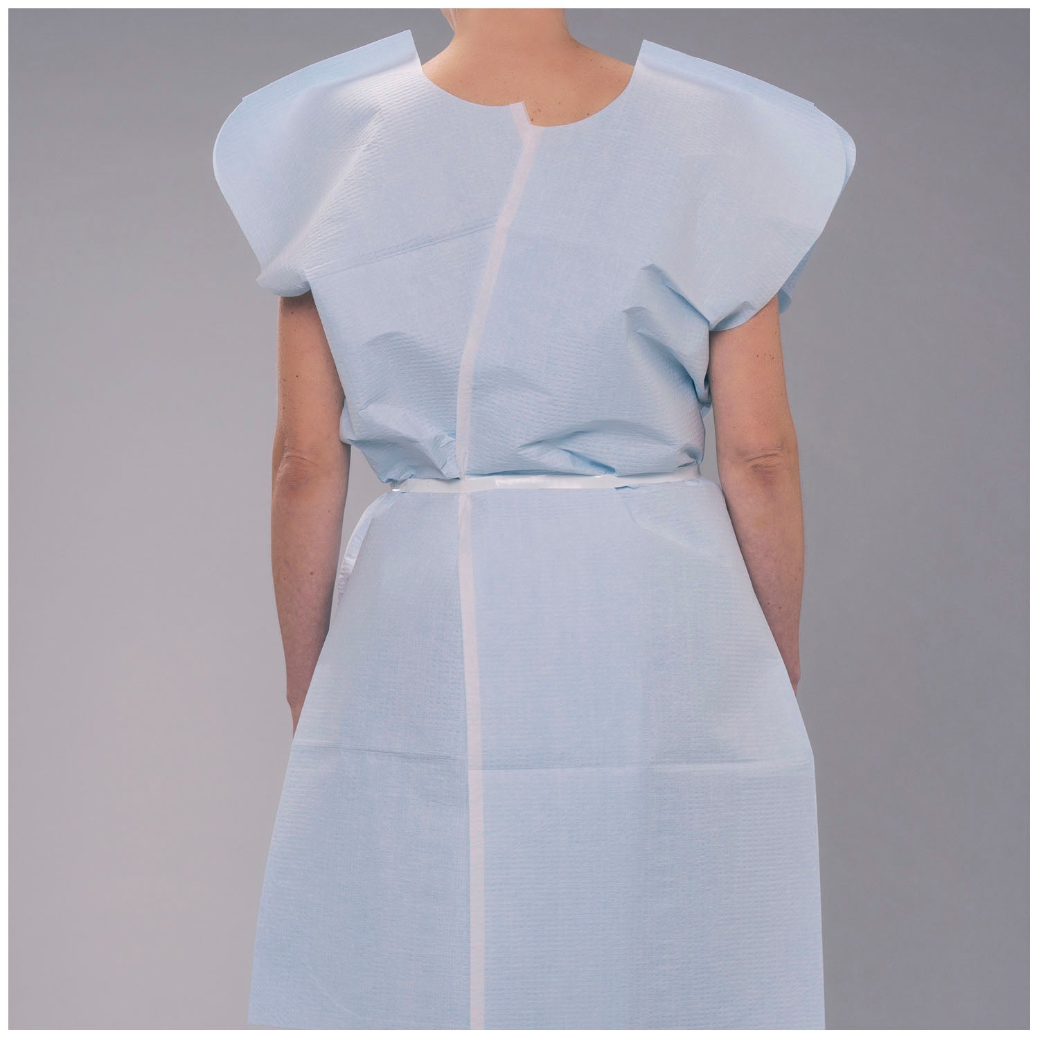 Exam Gown, 30" x 42", Adult, Blue, T/P/T, Front or Back Opening, 50/cs