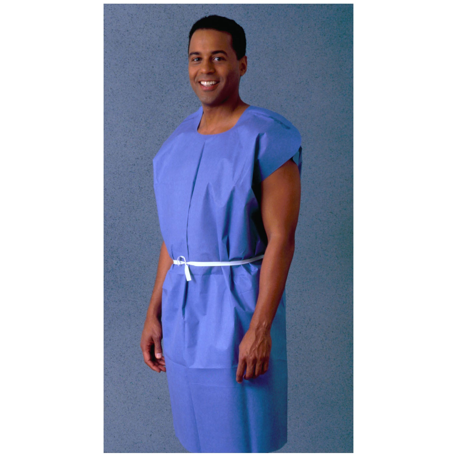 Patient Gown, 30" x 42", Medium, Blue, Non-Woven, Dexter Material, Crepe Exterior, 50/cs