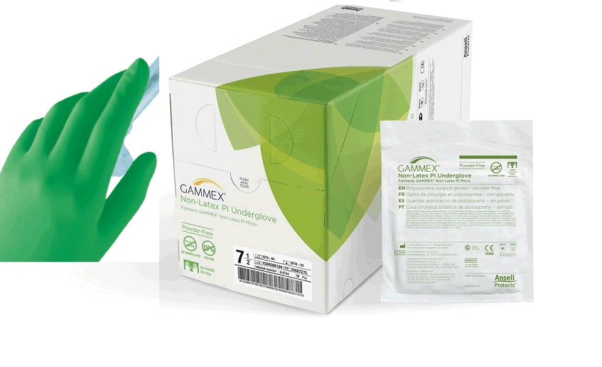 Gammex PI Underglove, Polyisoprene, Size 5.5, Powder-Free, Green, Non-Latex, 50 pr/bx, 4 bx/cs (US Only) (For Sale to Authorized NovaPlus Customers Only)