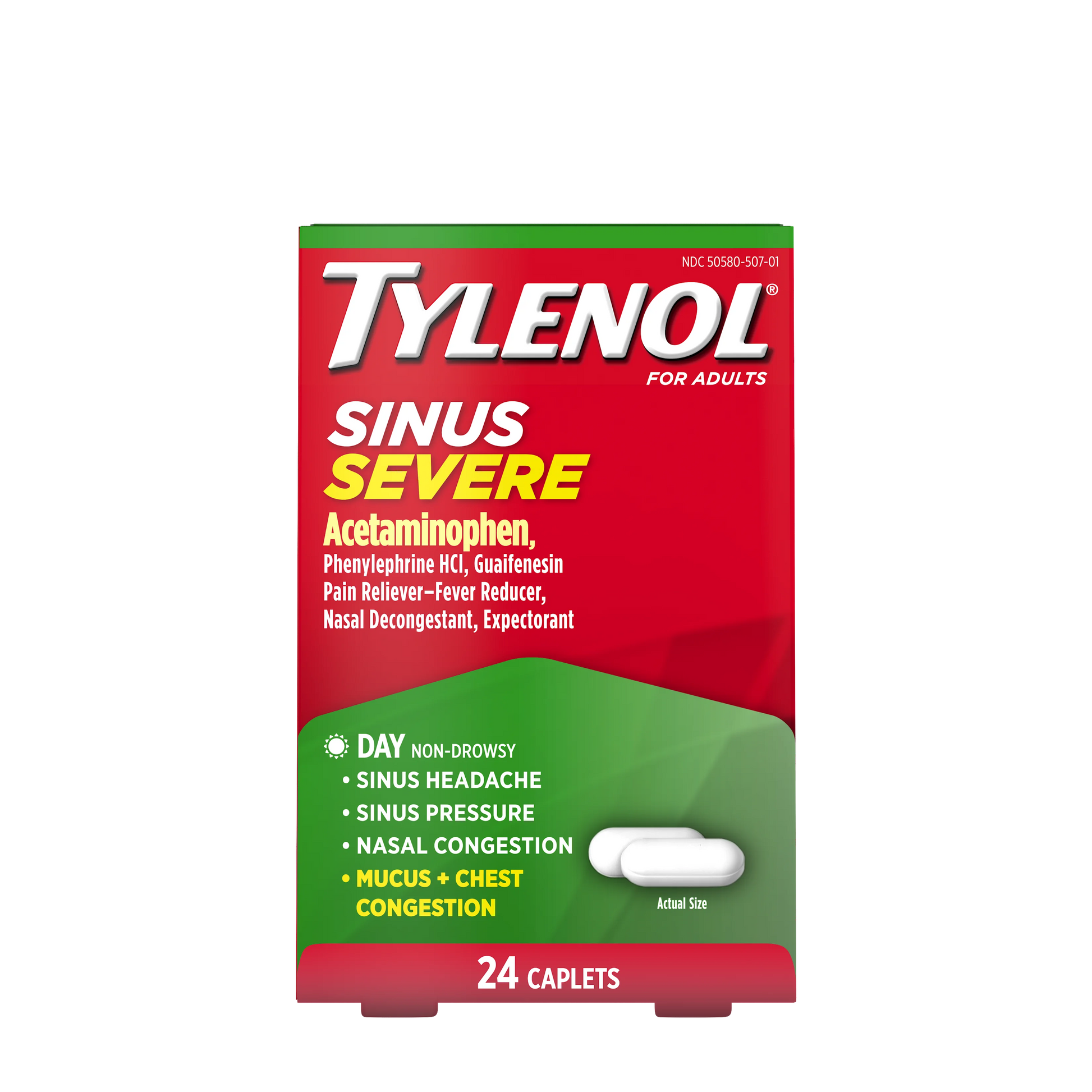 Severe Daytime Caplets, Non-Drowsy, 24ct, 6/bx, 8 bx/cs (Continental US+HI Only) (Pricing Subject to Change without Prior Notification)